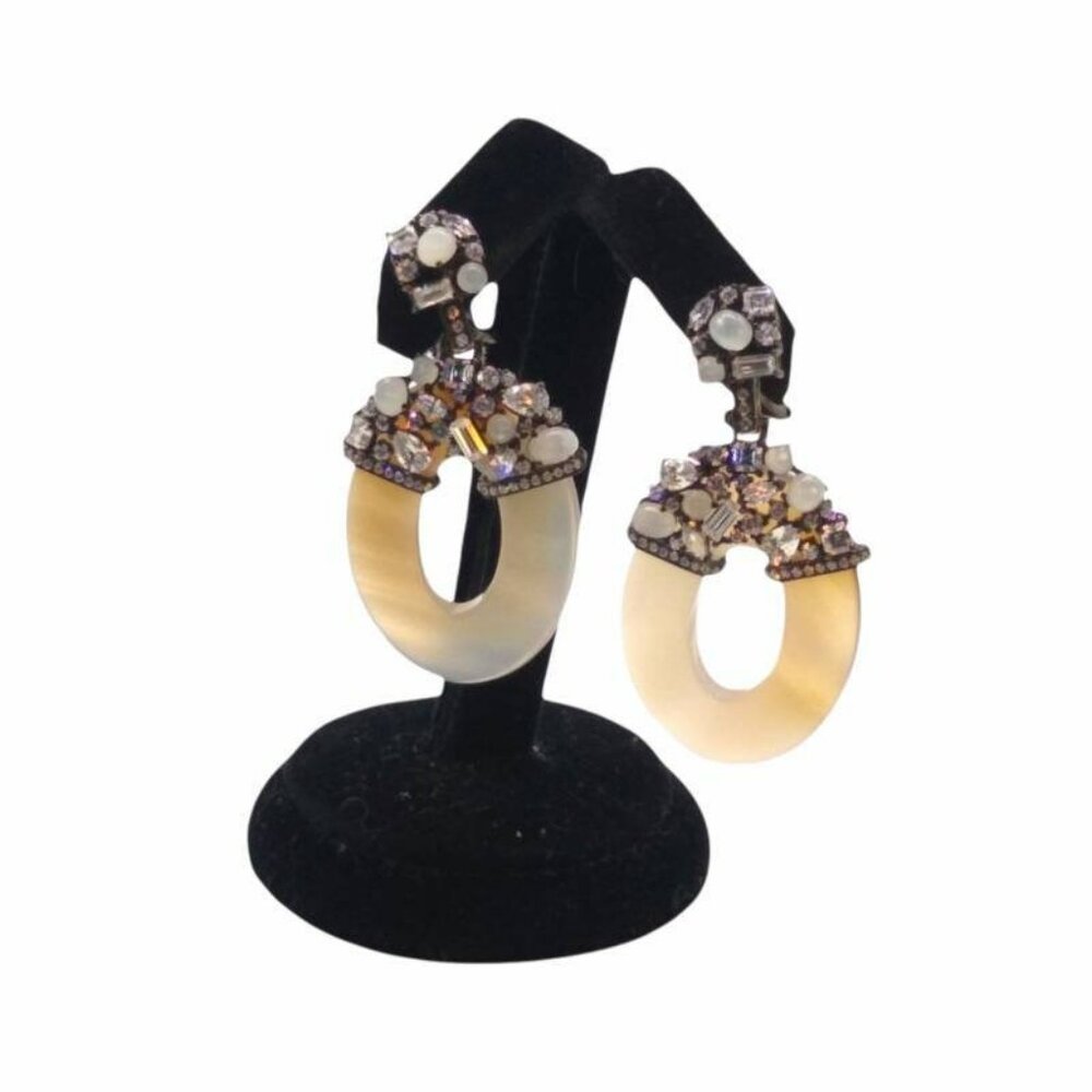 High-end Angelique de Paris silver gemstones earrings